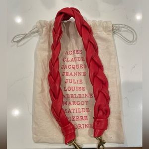Clare V Braided Leather Bag Strap in Red